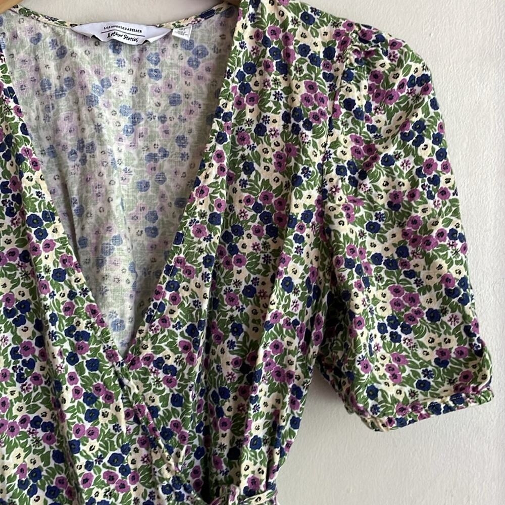 & Other Stories Puff Sleeve Floral Wrap Mini Dress - Picture 4 of 16